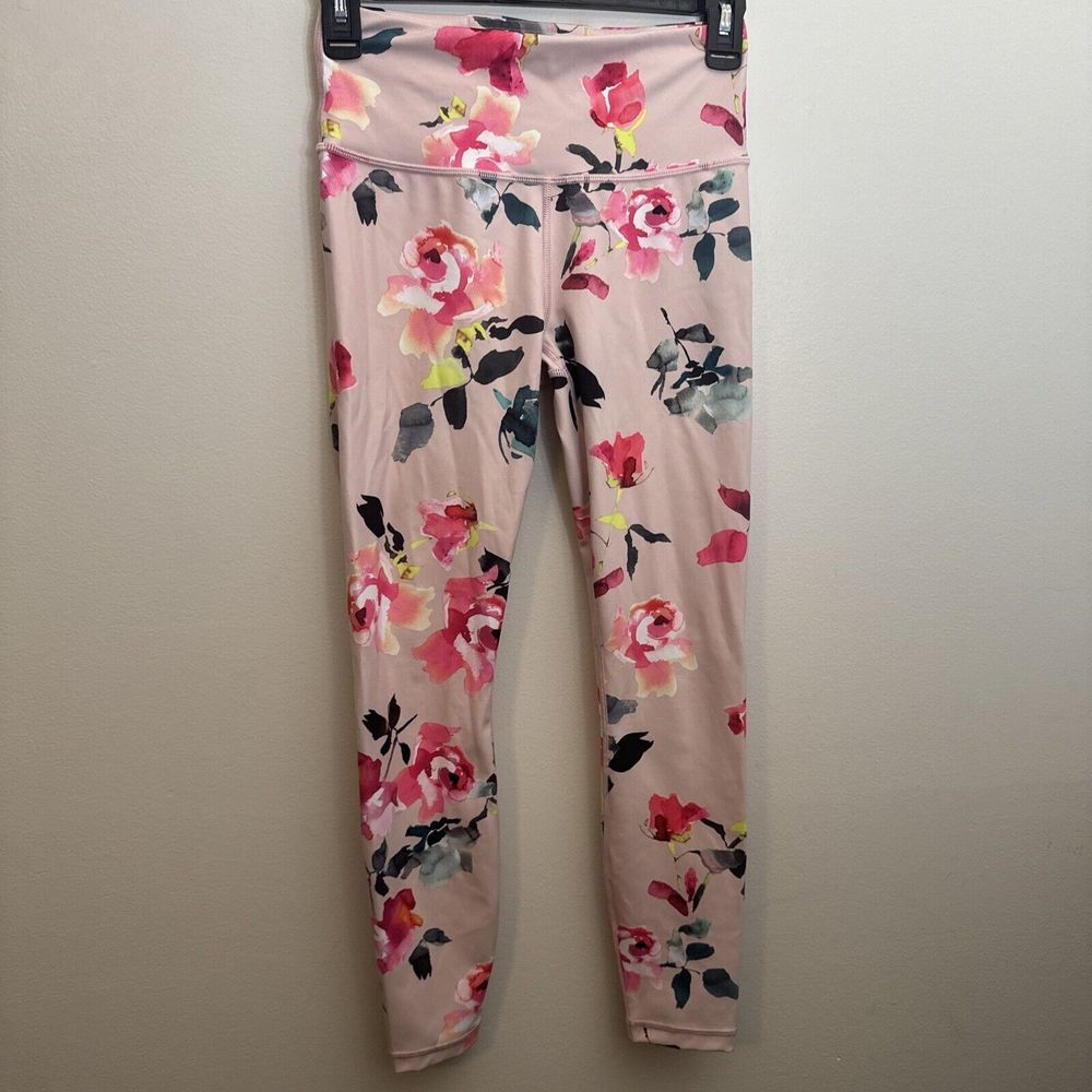 Athleta Elation 7/8 Tight Painted Flower Orchid Pink Athletic Yoga Workout Sz XS